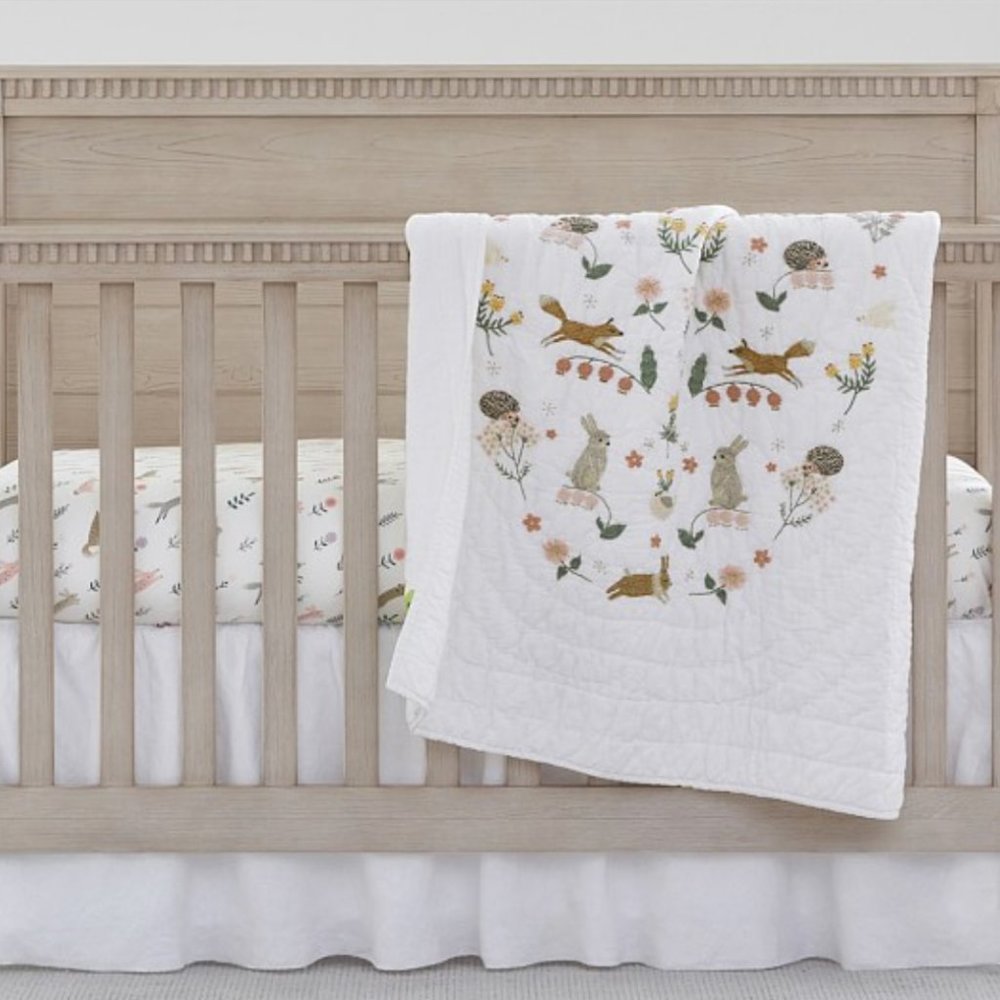 Pottery Barn Kids Ramona Woodland Baby Bedding Quilt and Sheet